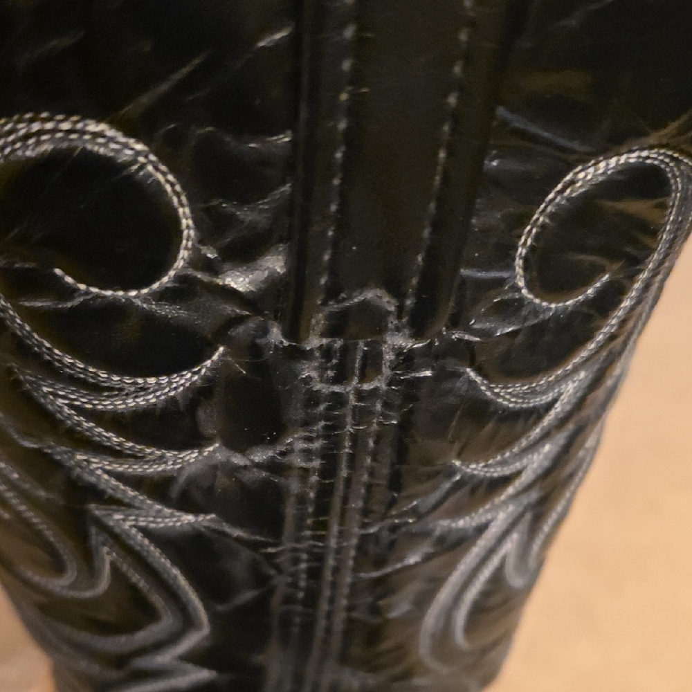 Acme Vintage Python Snack Skin Cowboy Boots 9EW Black Brown - Picture 8 of 10